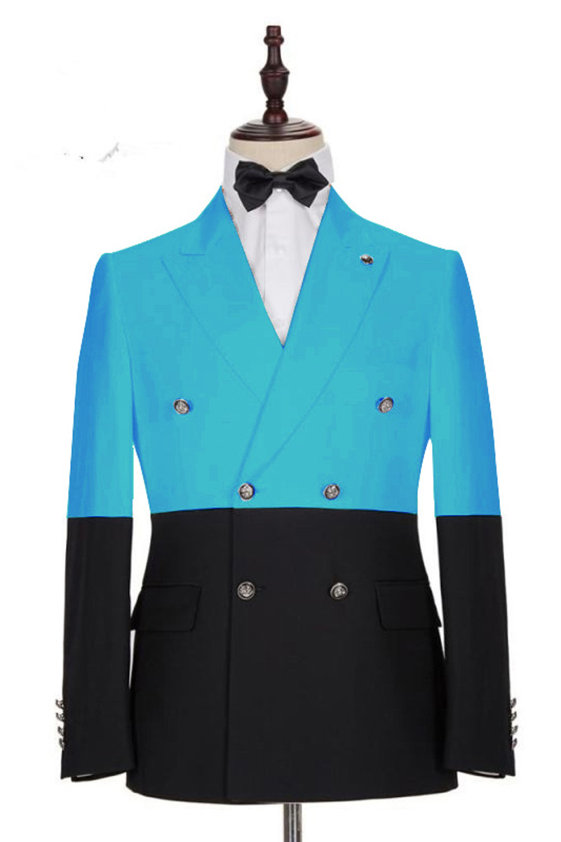 Aden Fashion Blue Double Breasted Slim Fit Men Suit Online