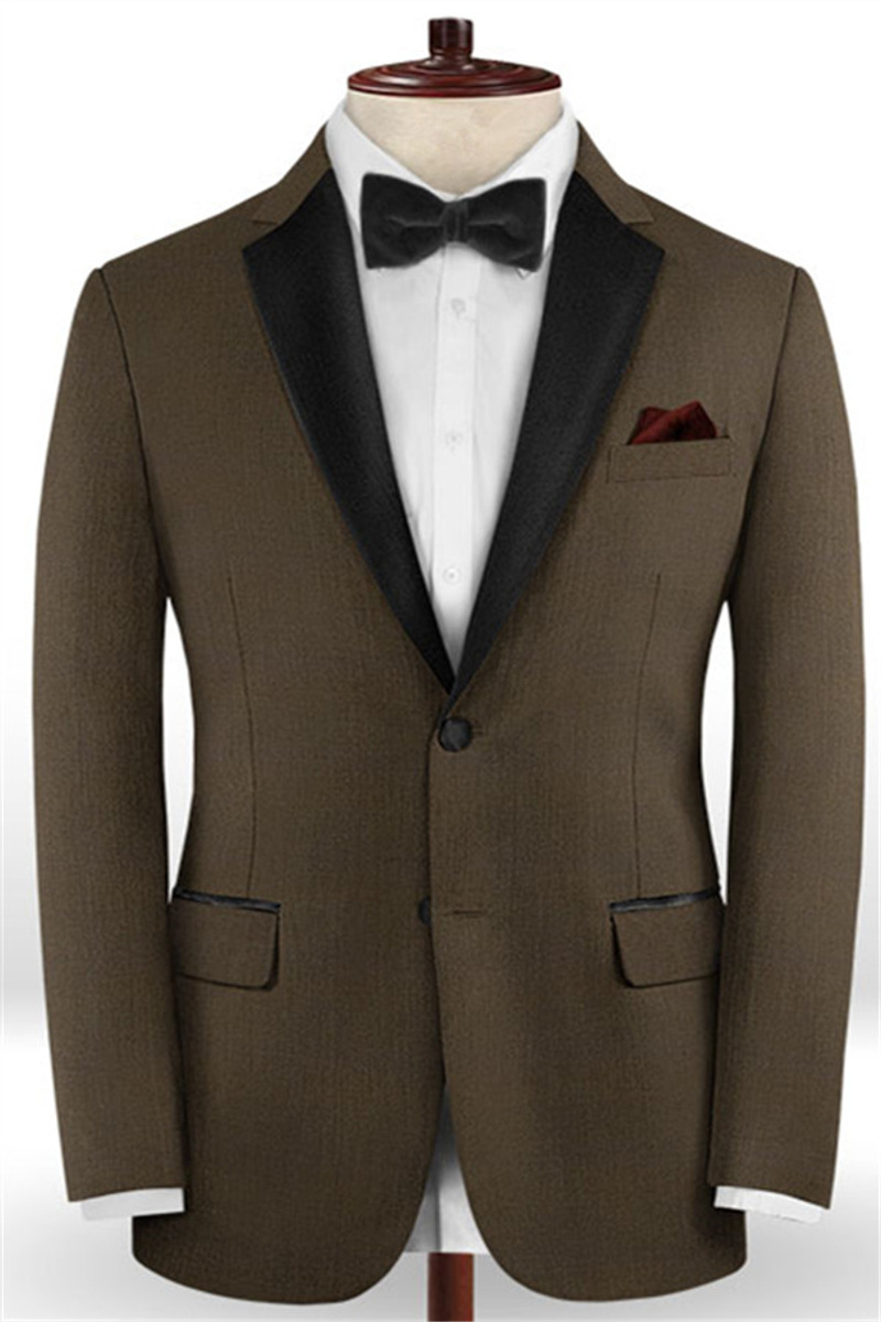 Brown Two Piece Men Business Suit Two Button Tuxedo