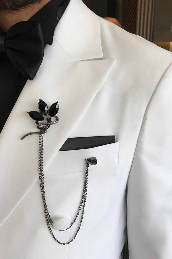 Javion White Double-Breasted Slim Fit Fashion Suit