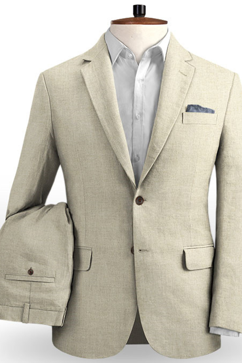 Prom Groom Suit Two-Pieces Linen Classic Summer Fashion Tuxedo