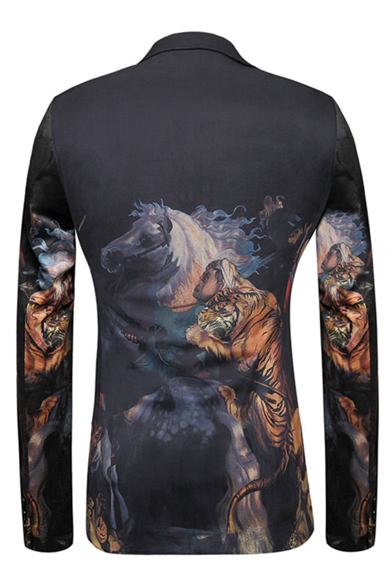 Luke Black Tiger Print Cute Fashion Men Blazer