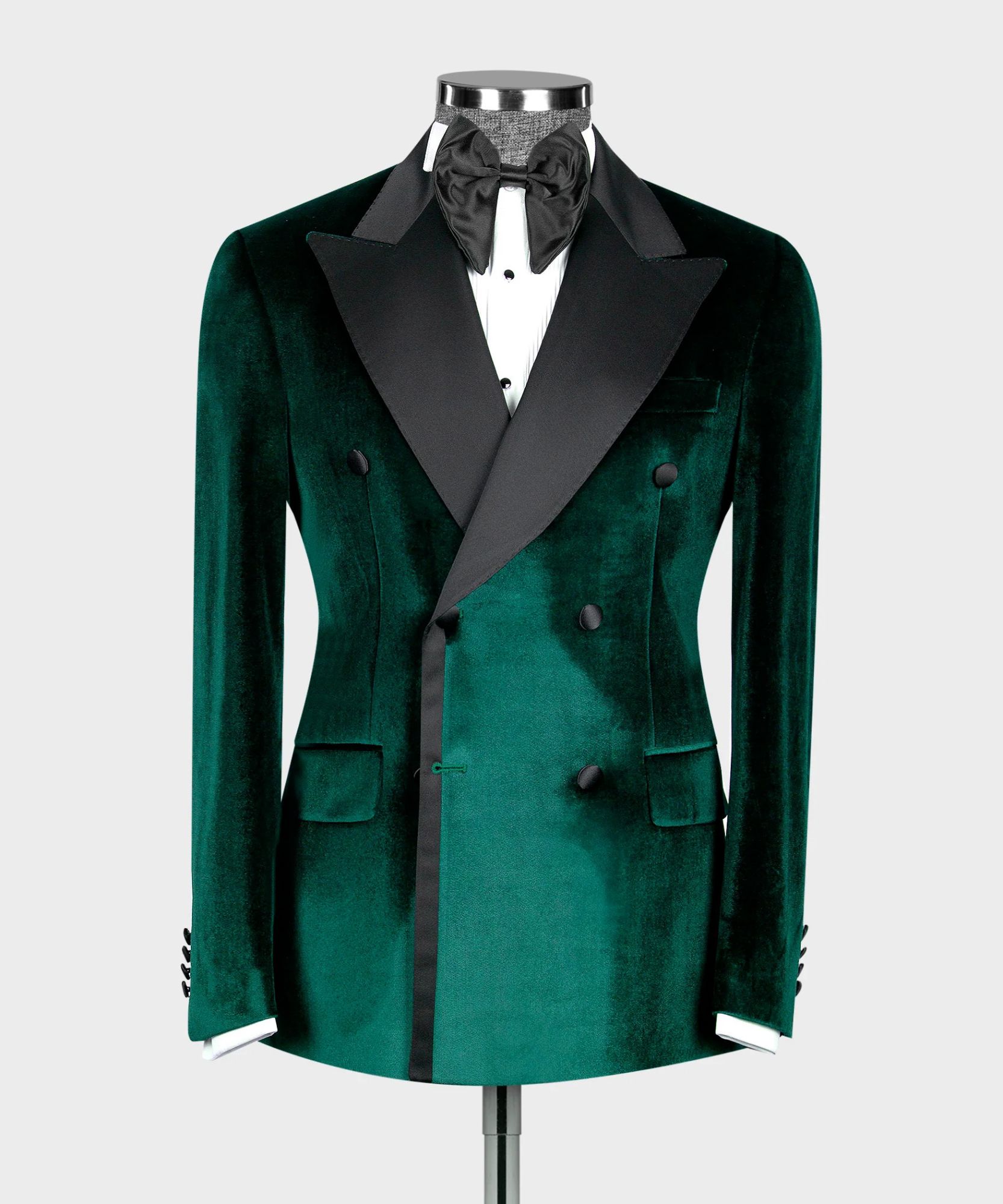 Dark Green Velvet Lapel Two-Piece Suit Prom Suit