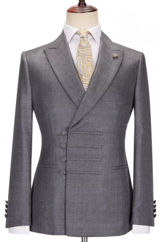 Classical Gray Peaked Lapel Bespoke Business Two-Piece Suit
