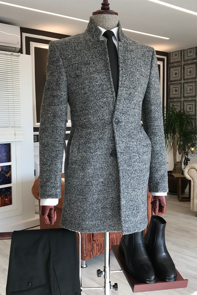 Andre Dark Grey Stand Collar Custom Men Business Fleece Jacket