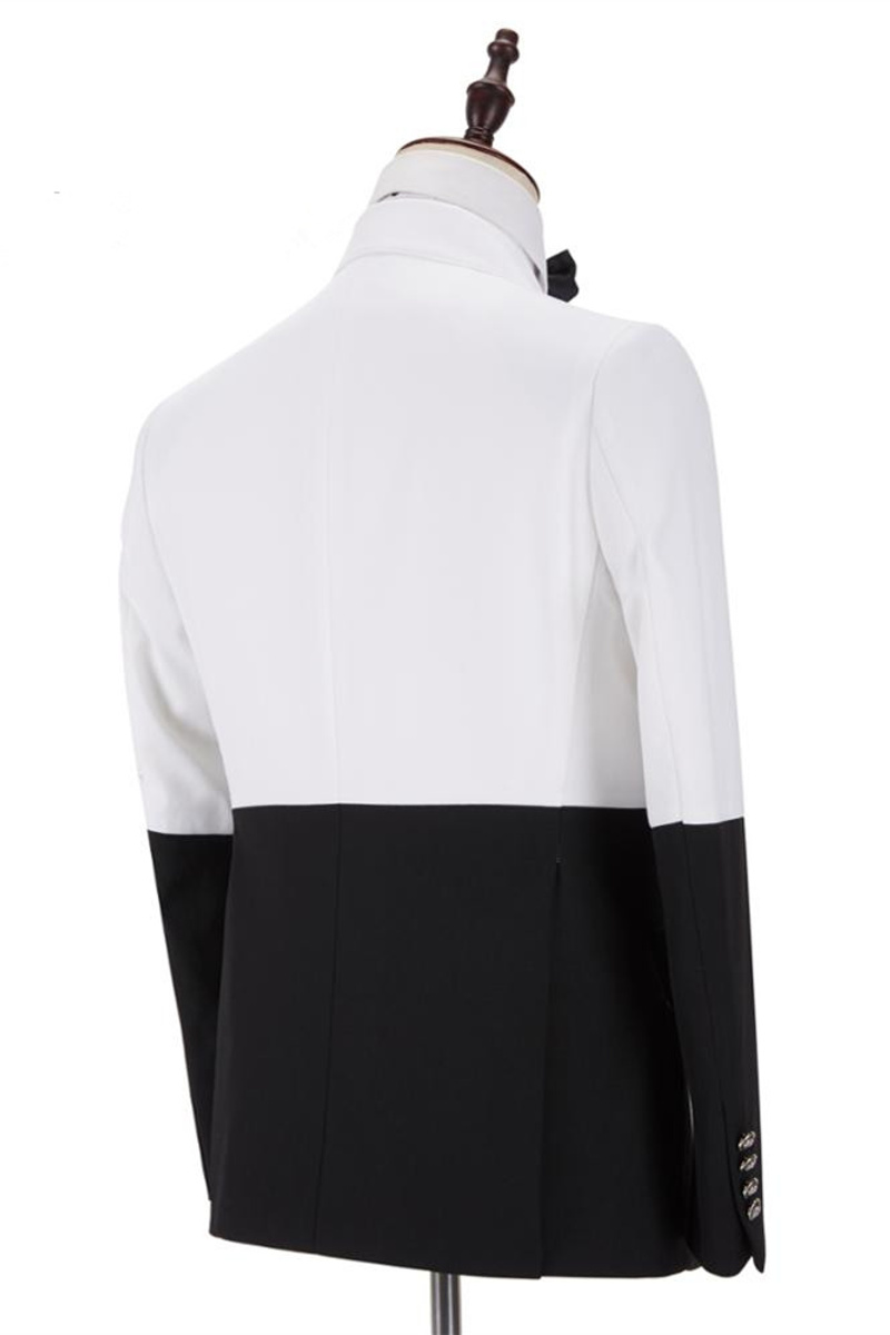 Jorge Simple White and Black Double-Breasted Suit Online