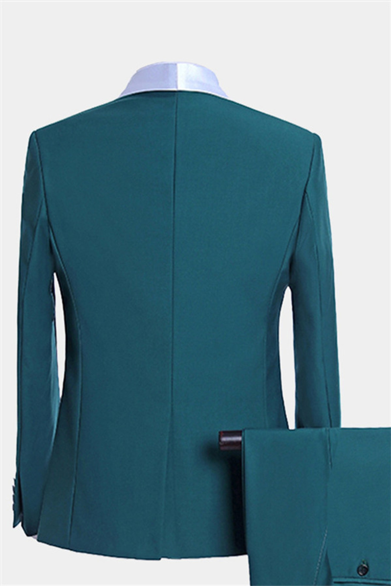 Teal Tuxedo with Light Trim Formal Business Suit
