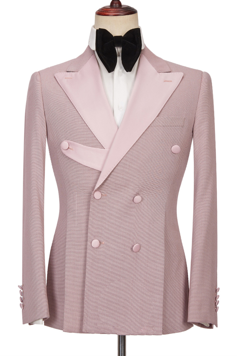 Christopher Stylish Pink Double Breasted Point Lapel Men Suit