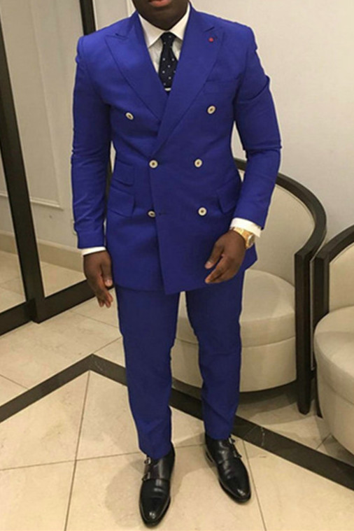 Royal Blue Double-Breasted Prom Suit Slim Fit Suit for Sale