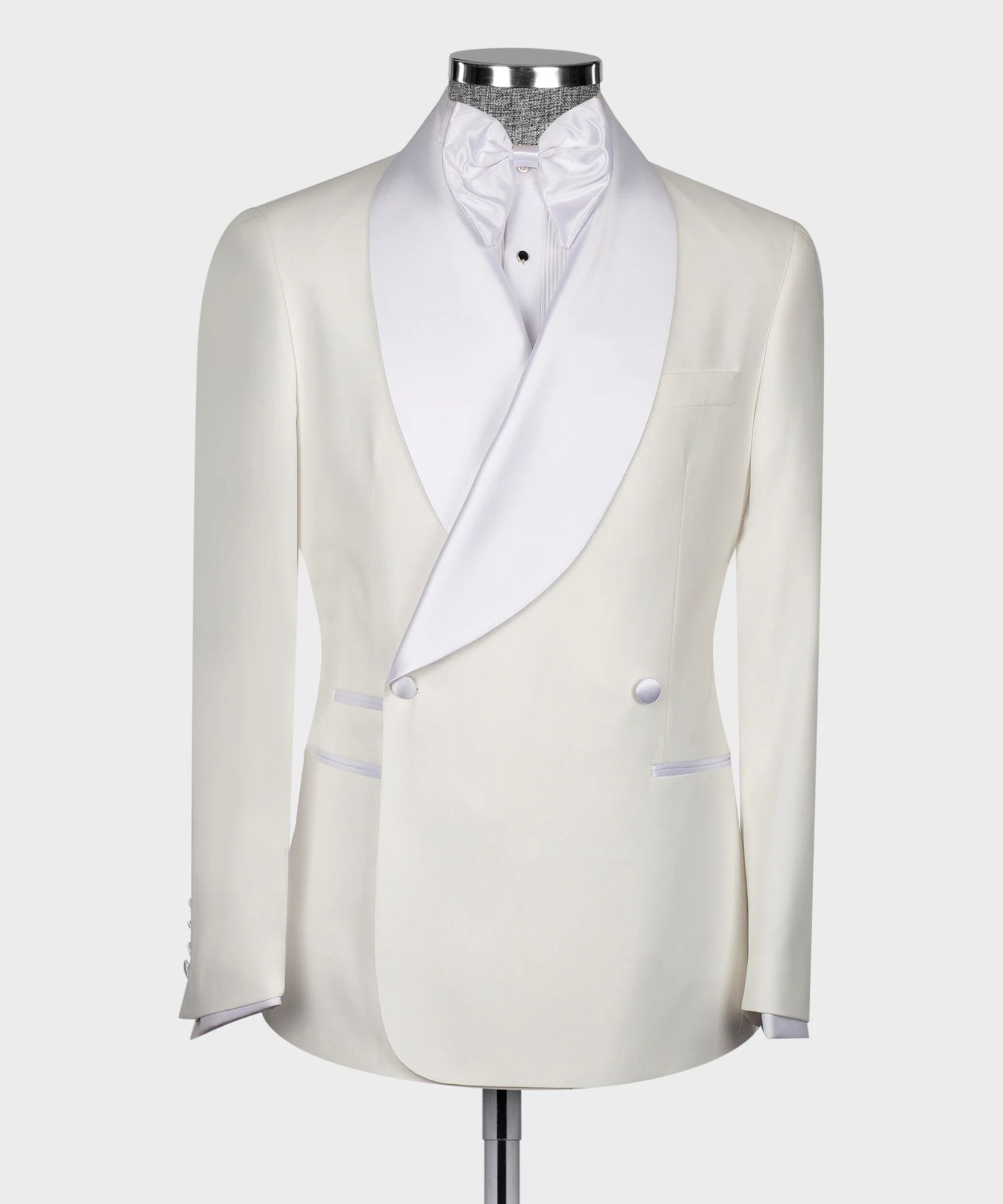 Ivory Double-Breasted Shawl Lapel Men's Wedding Two-Piece Suit