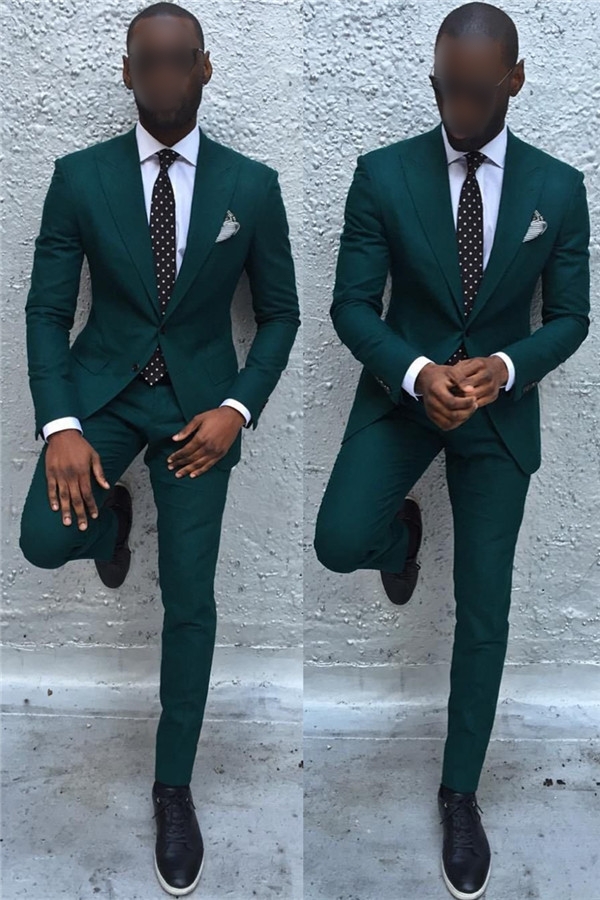 Hunter Dark Green Slim Fit Men Business Suit New Arrival Spire Laple Prom Suit