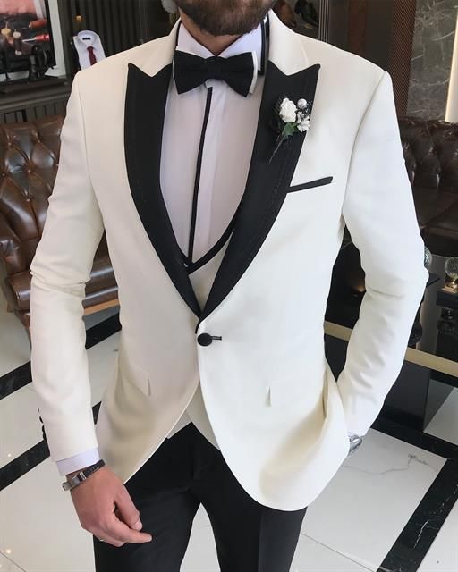 Osmond Formal White Three-Piece Slim Fit Suit