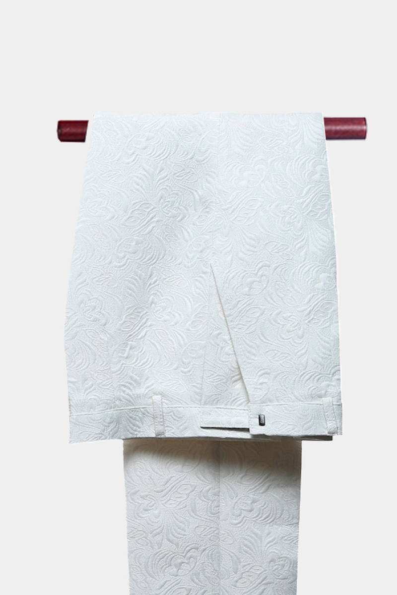 White Jacquard Wedding Suit Elegant Two-Piece Shawl Lapel Groom Suit