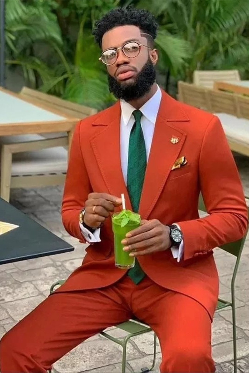 Kameron New Orange Notched Lapel Best Fit Prom Men Suit