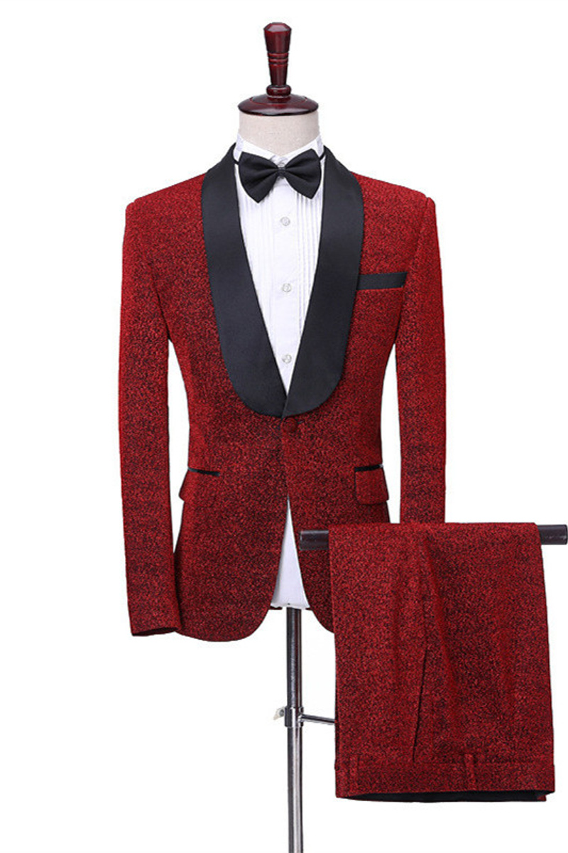 Kyler Sparkling Red Shawl Lapel One-Button Slim Fit Suit