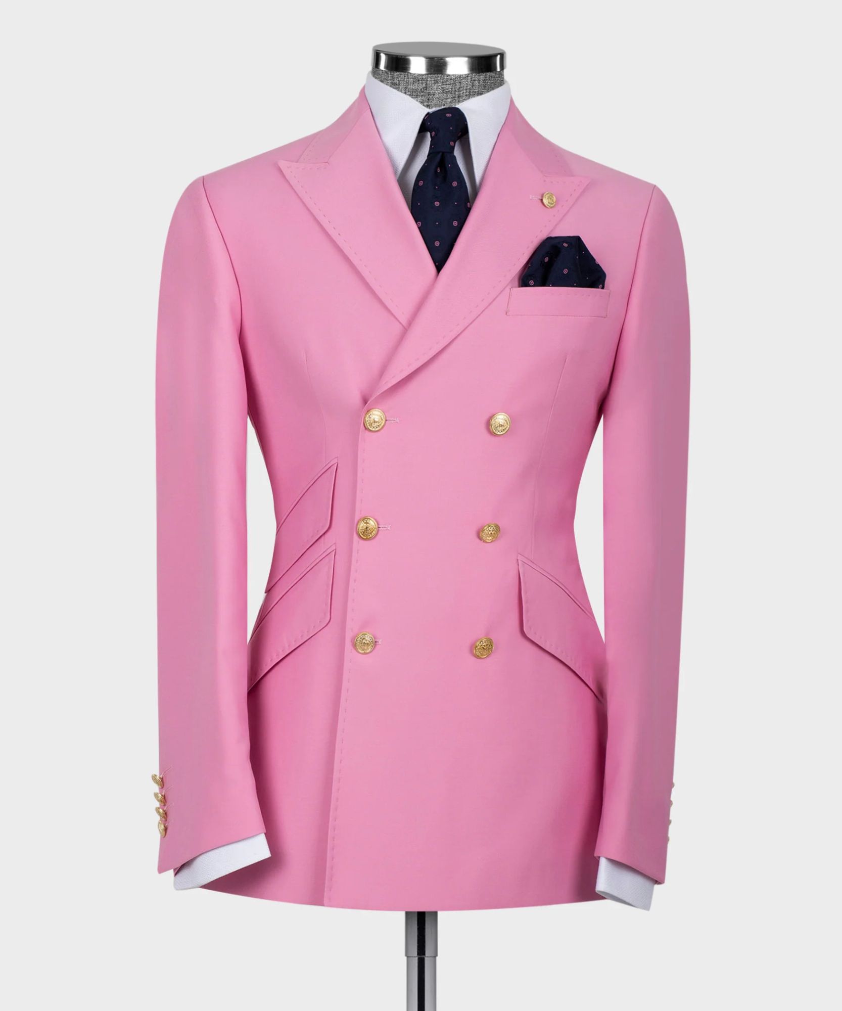 Chic Pink Double Breasted Six Button Men Suit Men Two Piece Suit
