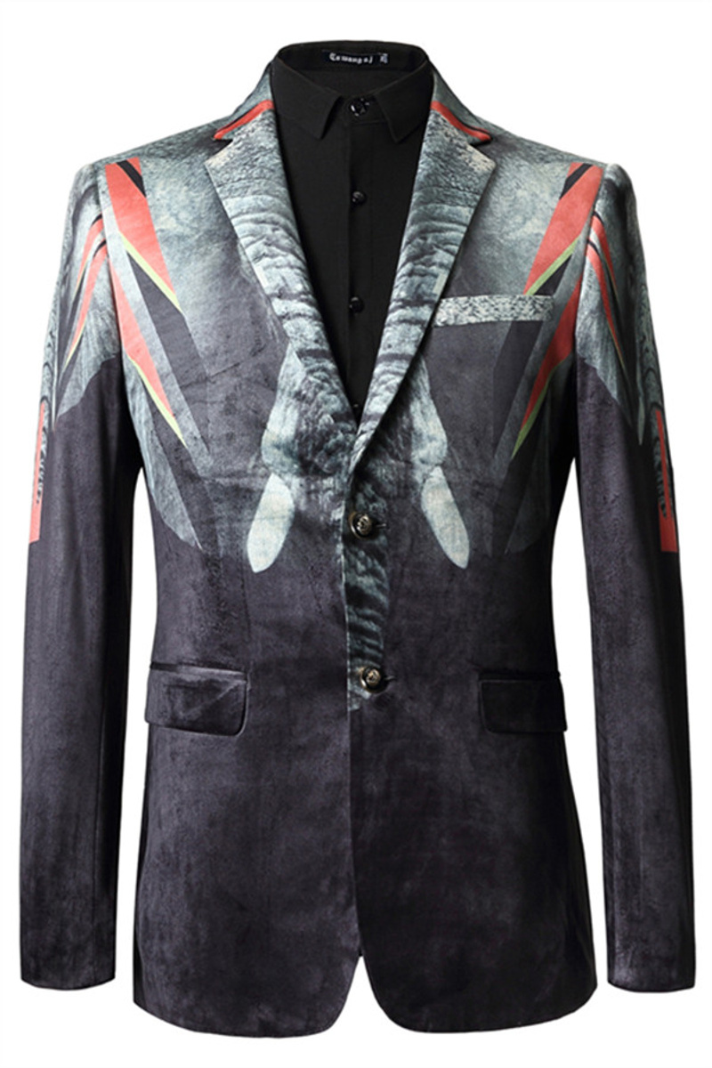 Carter Pattern Fashion Boys Black Custom Blazer