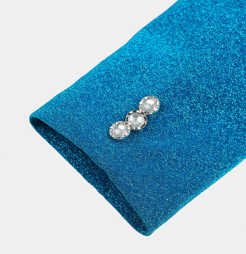 Glitter Baby Blue Peak Lapel Blazer Unique Sequin Men Suits