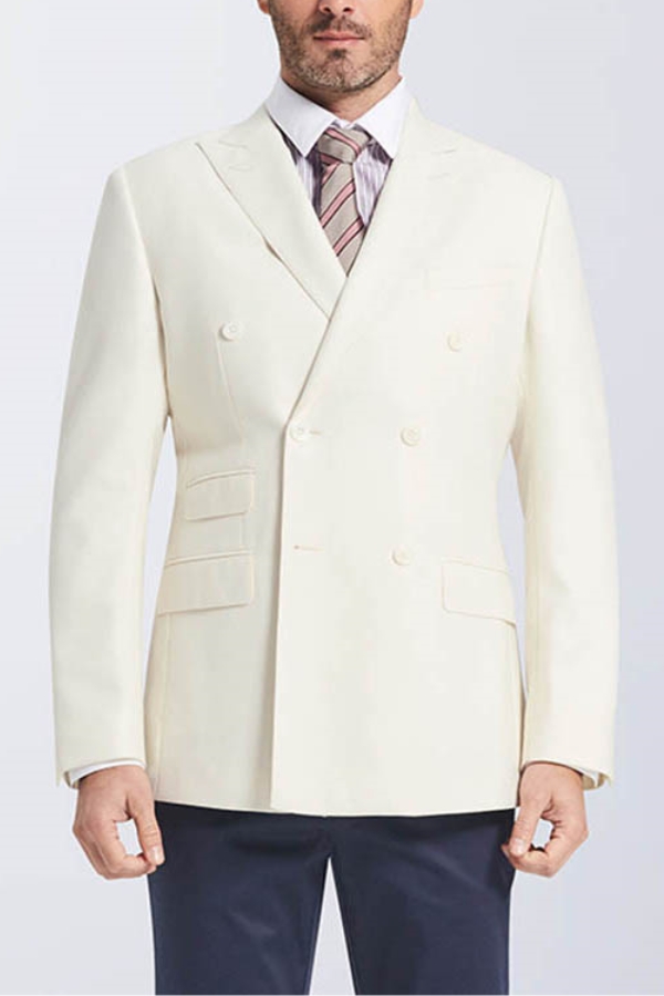 Ivory Double Breasted Men Wedding Tuxedo Blazer