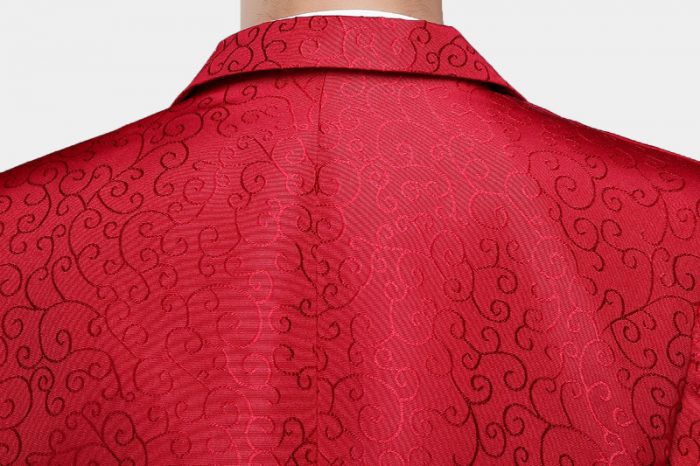 Red Jacquard Tuxedo Jacket Online Glamorous Men Suits With One Button