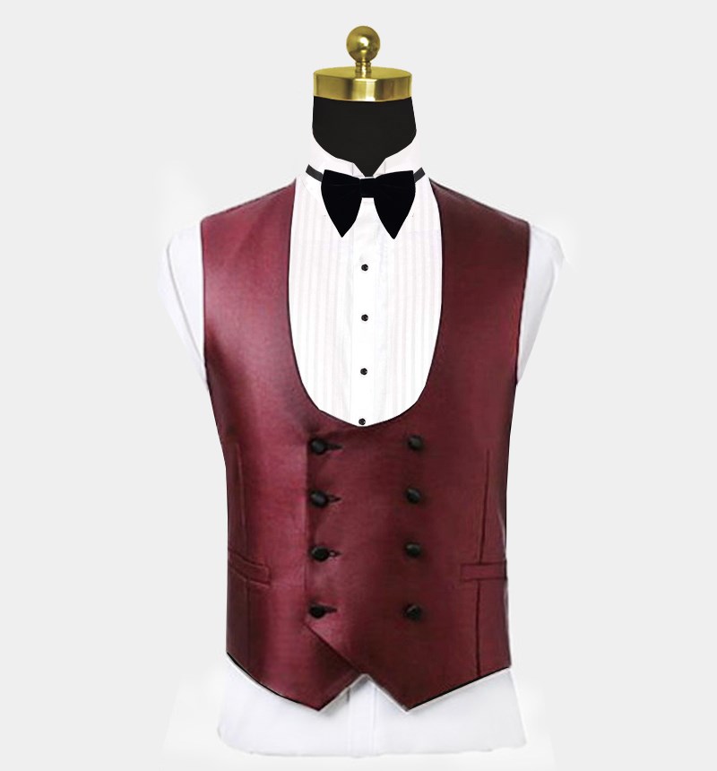 Fashion Burgundy Three-Piece Suit Black Shawl Lapel Tuxedo Online