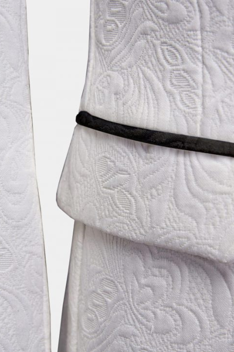 Black Lapel Floral White Suit Three-Piece Evening Suit