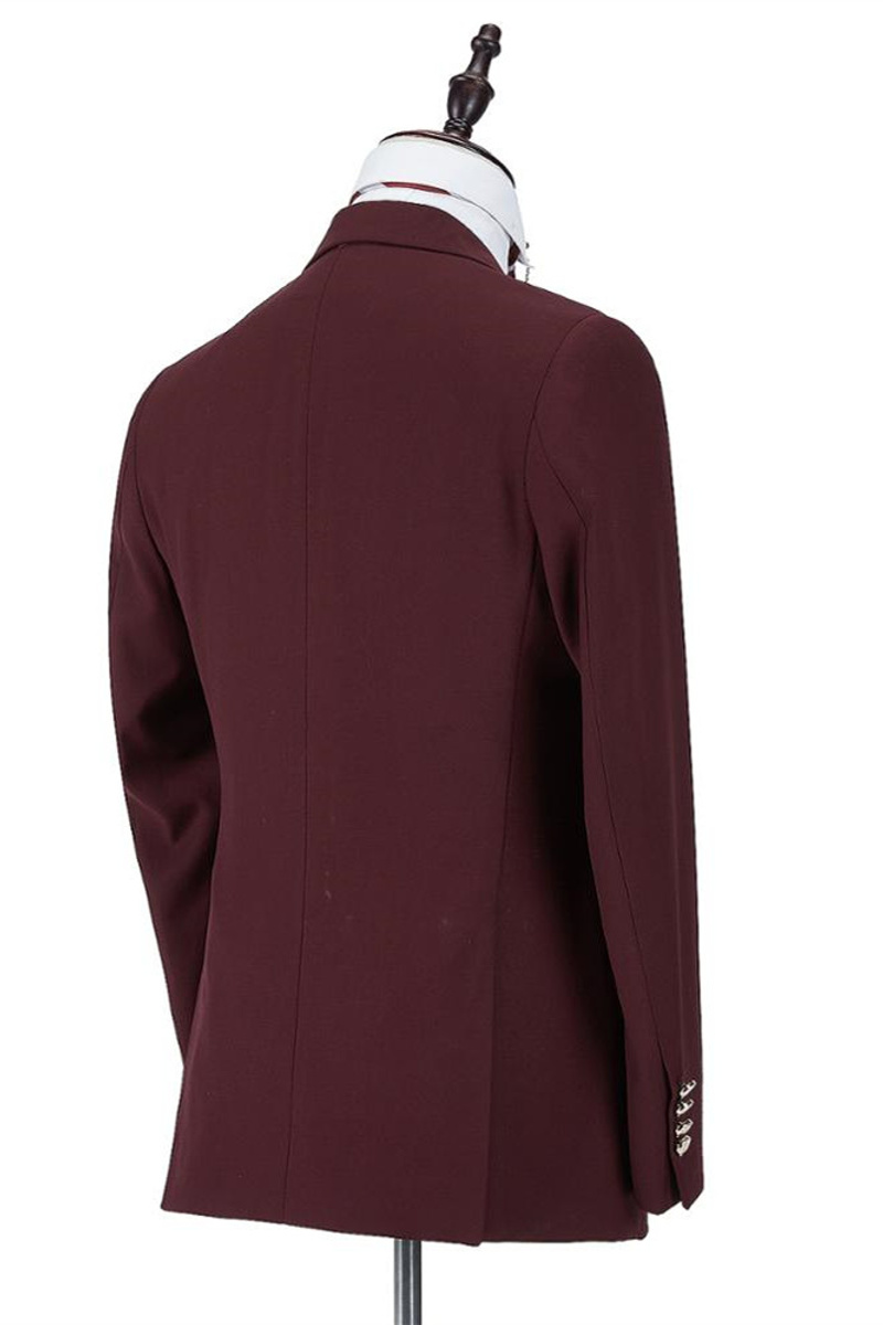 Harrison Burgundy Peaked Lapel One-Button Suit