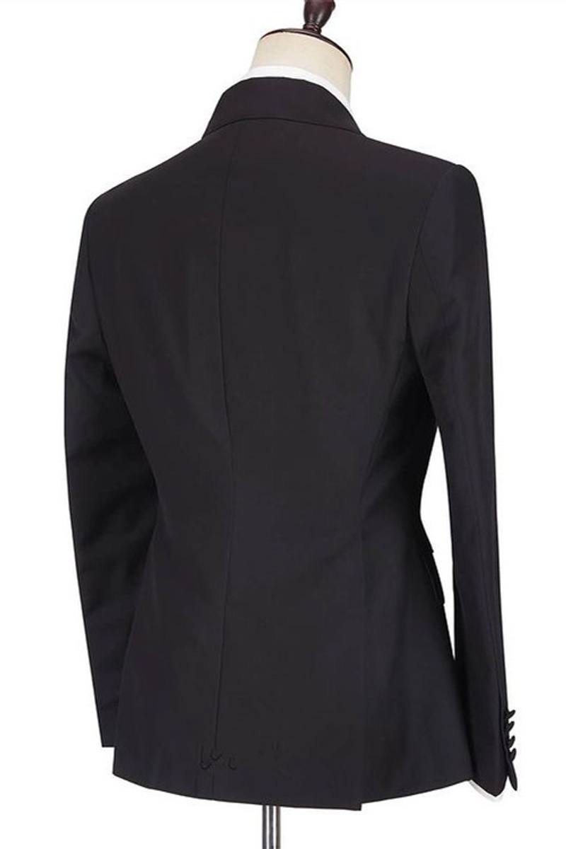 Dayton Trendy Black Pointed Lapel Slim Fit Prom Suit