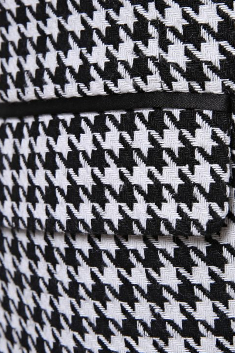Black and White Houndstooth Tuxedo Business Three-Piece Suit