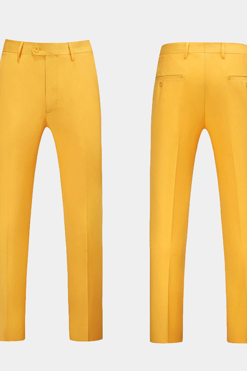 Gold Three-Piece Notch Lapel Suit Corey Formal Tuxedo