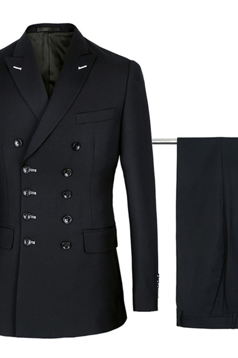 Morgan Handsome Black Slim Fit Double Breasted Business Suit