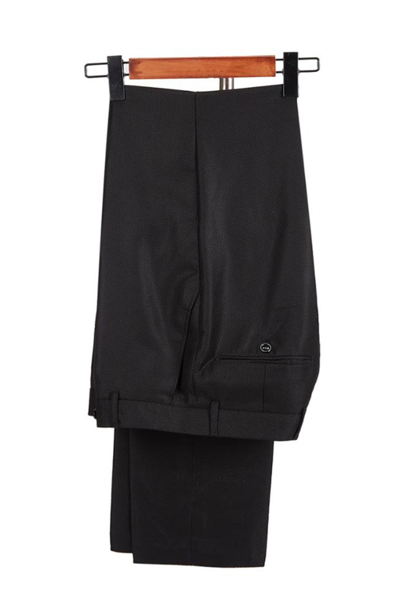 Classic Satin Peak Lapel Double-Breasted Black Wedding Suit