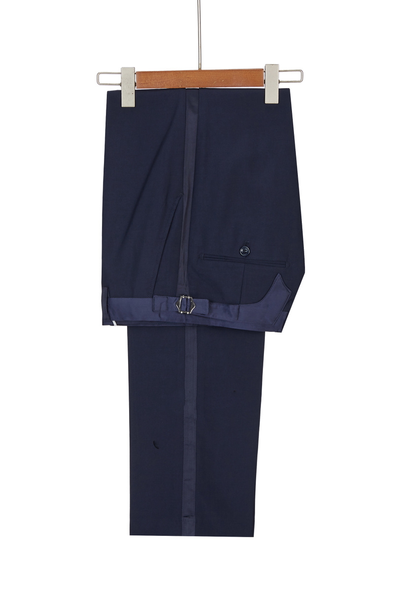 Brandon Navy Slim Fit Jacquard Point Lapel Wedding Suit