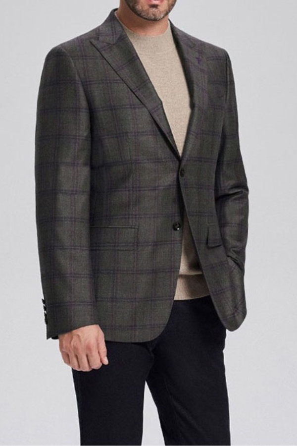 Men Peak Lapel Dark Grey Cashmere Blend New Blazer