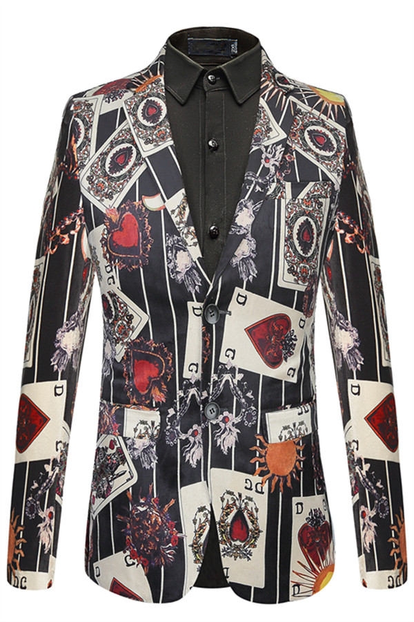 Fashion Playing Card Print Slim Fit Boys Blazer Online