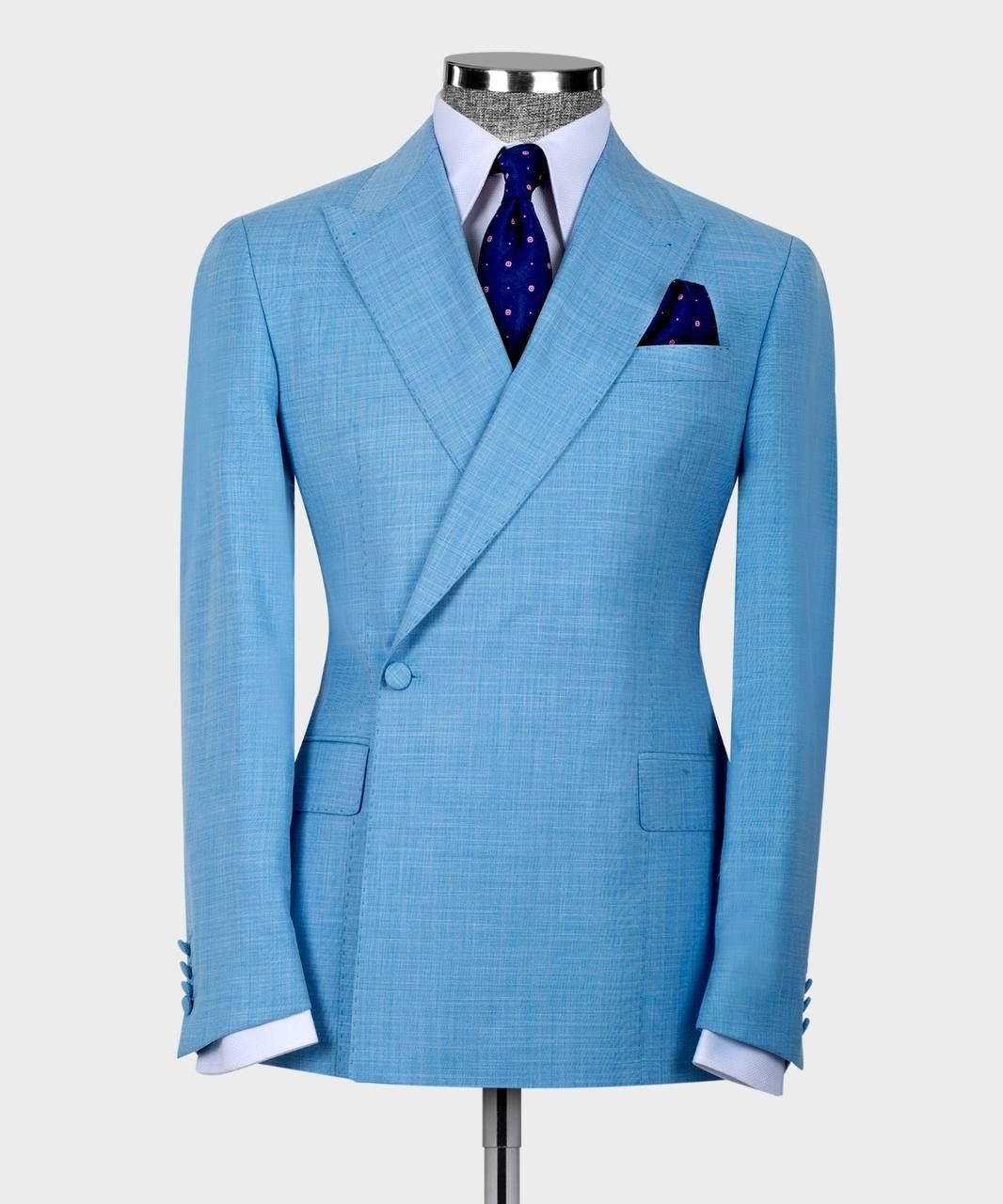 Giles Sky Blue New Arrival Peaked Lapel Two-Piece Suit
