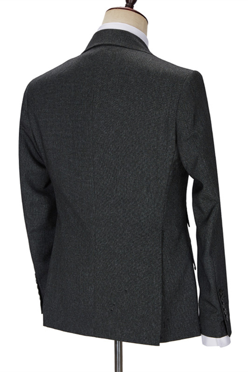 The Black Three Piece Pointed Lapel Business Suit