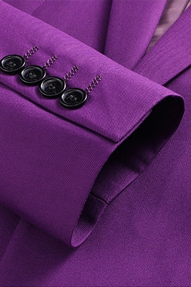 Purple Fit Prom Suit Notch Lapel Three-Piece Tuxedo
