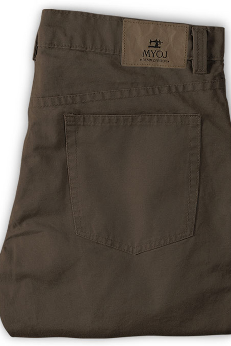 Fashion Brown Slim Fit Zipper Flying Mid Waist Men Casual Pants