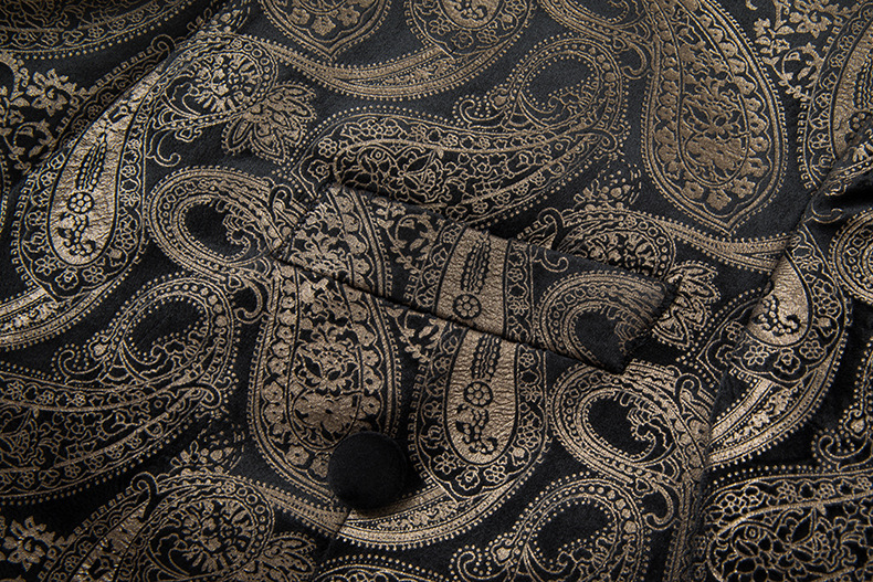 Brown Jacquard Shawl Collar Velvet Two-Piece Suit Banquet Prom Suit