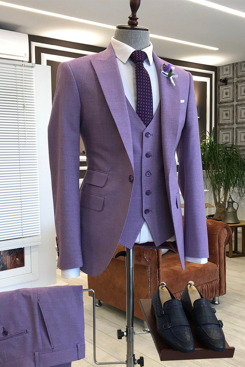 Violet Purple Three Pack Slim Fit Men Prom Suit