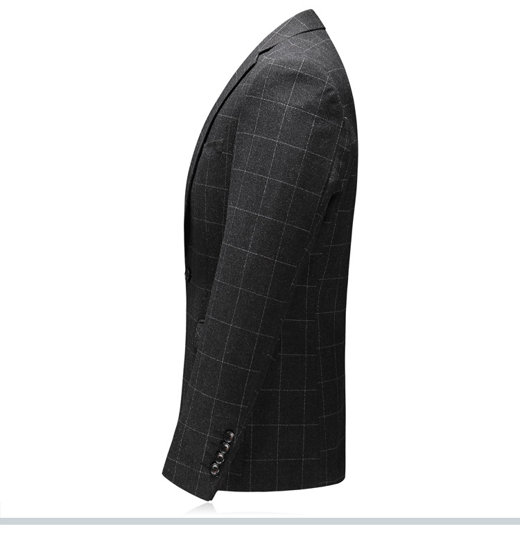 Micheal Black Check Point Lapel Three Piece Suit