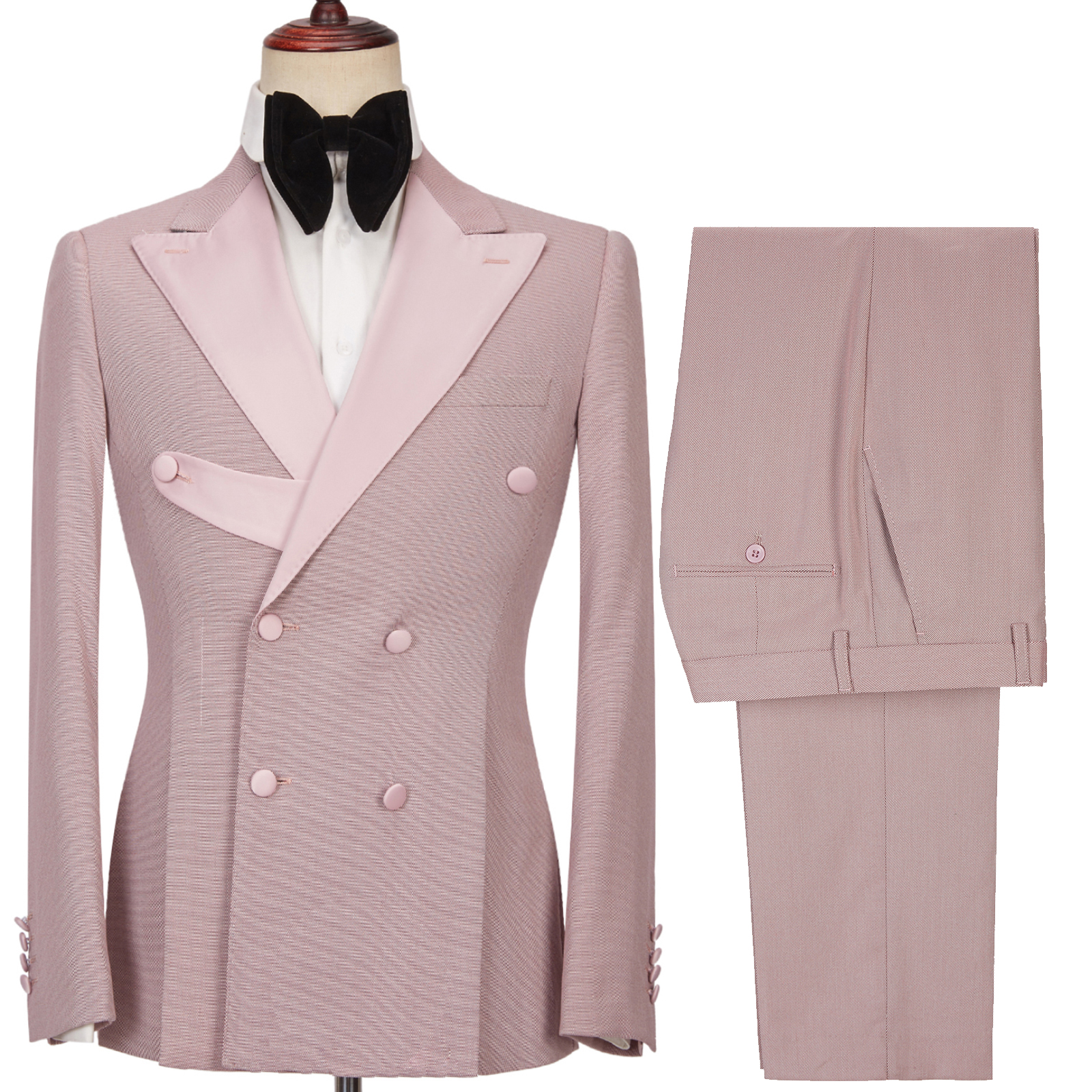 Christopher Stylish Pink Double Breasted Point Lapel Men Suit