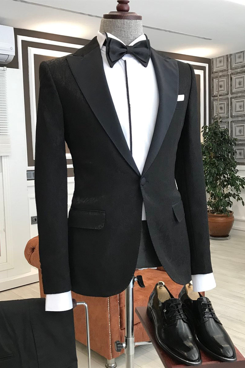 Leopold Traditional Black Point Lapel New Arrival Slim Fit Suit
