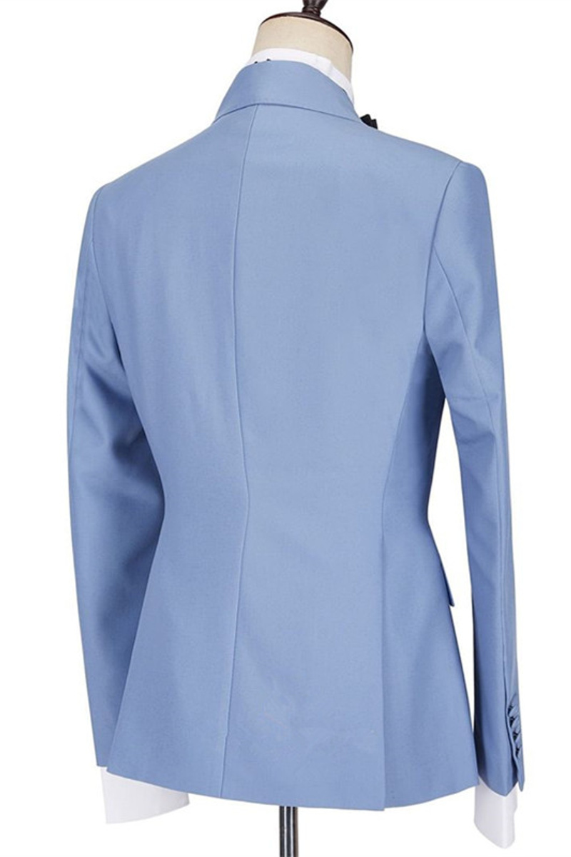 Porter Blue Slim Fit Point Lapel Ruffle Fashion Prom Men Suit