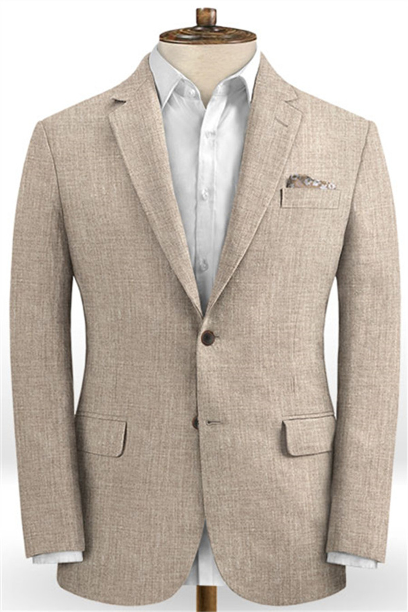 Linen Suit Notch Lapel Wedding Suit Classic Groom Tuxedo Two-Piece
