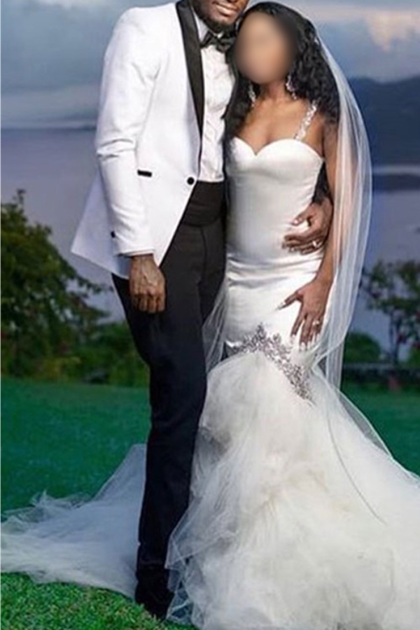 Nicholas White One-Button Wedding Suit with Black Lapel