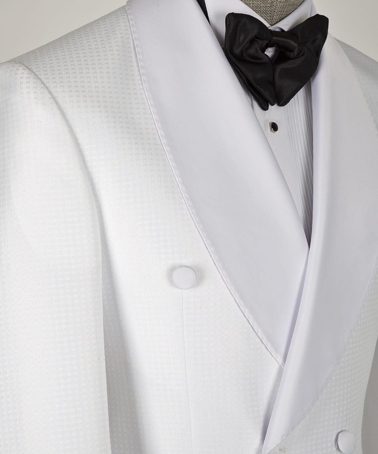 White Two-Piece Cape Lapel Double-Breasted Chic Prom Suit