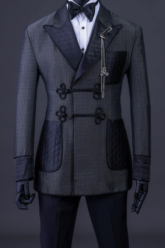Dark Gray Peace Lapel Two Pieces Bespoke Prom Suits