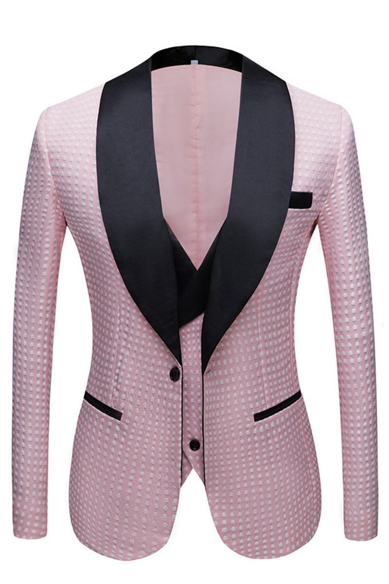 Hudson Pink Shawl Lapel Dot Wedding Suit