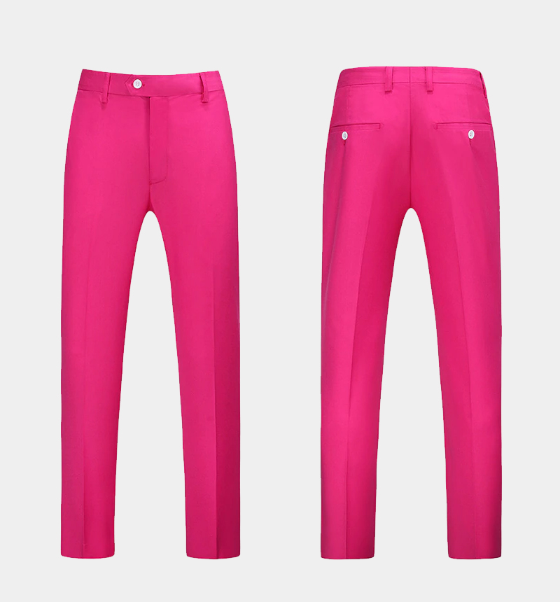 Hot Pink Three-Piece Prom Suit Dante Peak Lapel Tuxedo